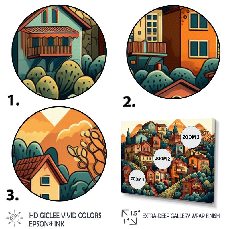 Designart "Small Town Village Iii" Landscape Modern Wall Decor On